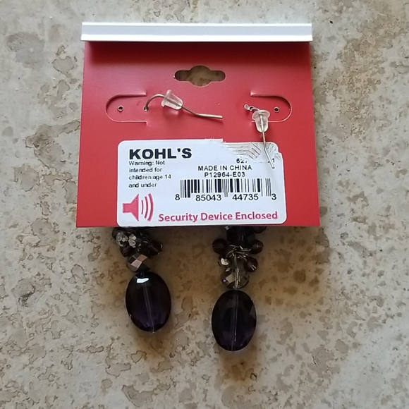 ELLE Purple & Silver Beaded Earrings NWT - Picture 4 of 5